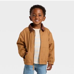 Cat & Jack Tan Jacket with Dark Brown Corduroy Collar